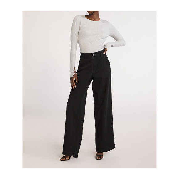 Scoop Womens Mid Rise Wide Leg Jeans Black Size 10 - Picture 3 of 7